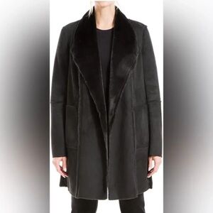Max Studio Womens Faux Fur Suede Long jacket